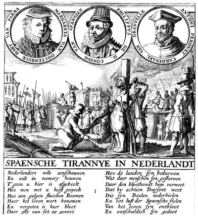 Spanische Hinrichtung von Hugenotten, um 1565 von Unbekannt