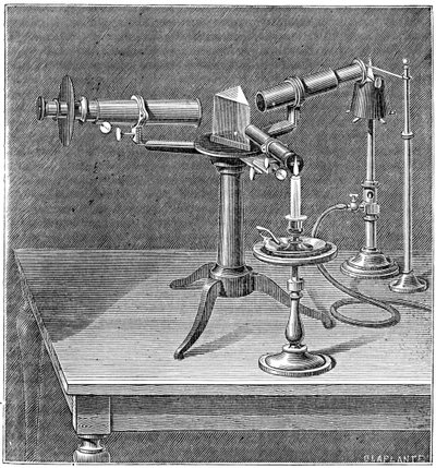 Spektroskopisches Gerät verwendet von Robert Wilhelm Bunsen und Gustav Robert Kirchhoff, ca. 1895 von Unbekannt