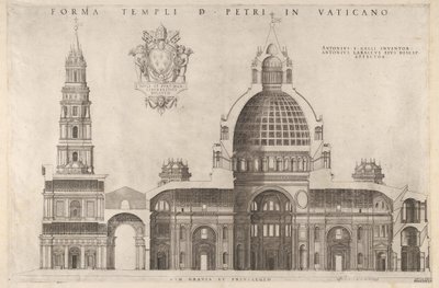 Speculum Romanae Magnificentiae: Entwurf für die Basilika St. Peter im Vatikan, 1514 von Unbekannt