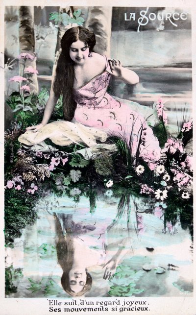 Frühling, Vintage französische Postkarte, um 1900 von Unbekannt