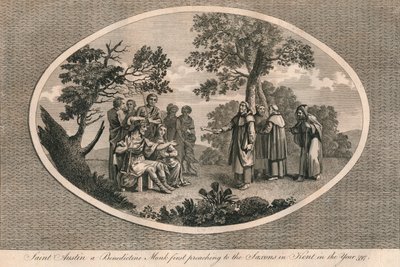 St. Augustinus, ein Benediktinermönch, predigt erstmals den Sachsen in Kent, 597, 1793 von Unbekannt