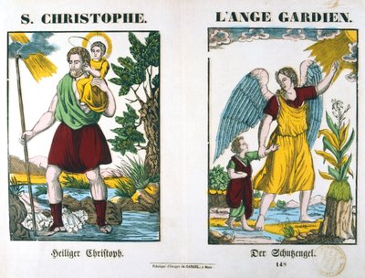 St. Christophorus und ein Schutzengel, 19. Jahrhundert von Unbekannt