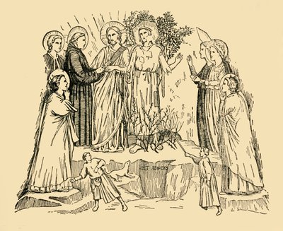 Der heilige Franz von Assisi nimmt die Dame Armut zu seiner Braut, ca. 1930 von Unbekannt