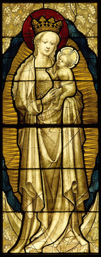 Buntglasfenster mit der Jungfrau und dem Kind, deutsch, 1430-35 von Unbekannt