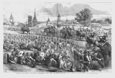 Staatsprozession mit Geschenken des Generalgouverneurs von Indien an den König von Ava, 1856 von Unbekannt