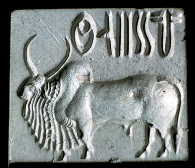 Steatit-Siegel mit Buckelstier, Industal, Mohenjo-Daro, 2500 - 2000 v. Chr. von Unbekannt