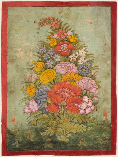 Stillleben: Blumenstrauß, der aus dem Gras hervorkommt, ca. 1750 von Unbekannt