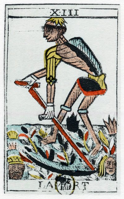 Tarotkarte des Todes, der Sensenmann, Noblet-Tarot, 17. Jahrhundert von Unbekannt