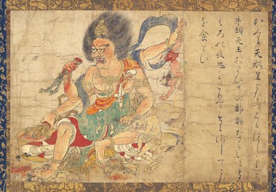 Tenkeisei, Gott der himmlischen Bestrafung Teil des Sets von fünf Hängerollen Ausrottung des Bösen, 12. Jahrhundert von Unbekannt