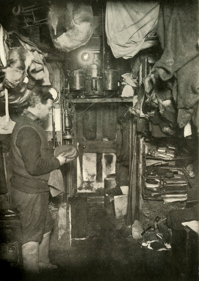 Die Acetylen-Gasanlage, Über der Tür, ca. 1908, 1909 von Unbekannt