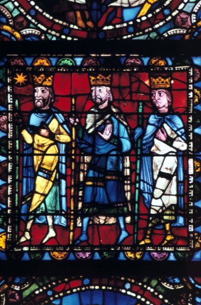 Die Anbetung der Könige, Buntglas, Kathedrale von Chartres, Frankreich von Unbekannt
