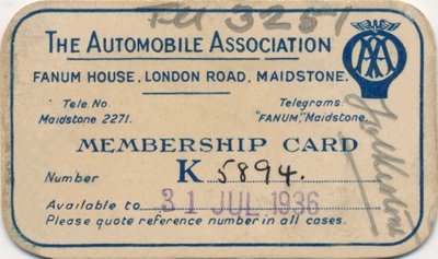 Der Automobilverband: Mitgliedskarte, 1936 von Unbekannt
