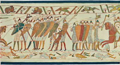 Der Beginn der Schlacht von Senlac (Bayeux-Tapisserie) von Unbekannt