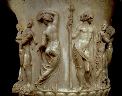 Der Borghese-Krater oder die Vase, Detail des Reliefs, das Dionysos und seine Mänaden darstellt, griechisch, Neo-Attisch, spätes 2. Jahrhundert v. Chr. von Unbekannt
