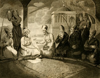 Der Dey von Algier konsultiert seinen Rat bei der Ankunft der englischen Flotte, 1816 von Unbekannt
