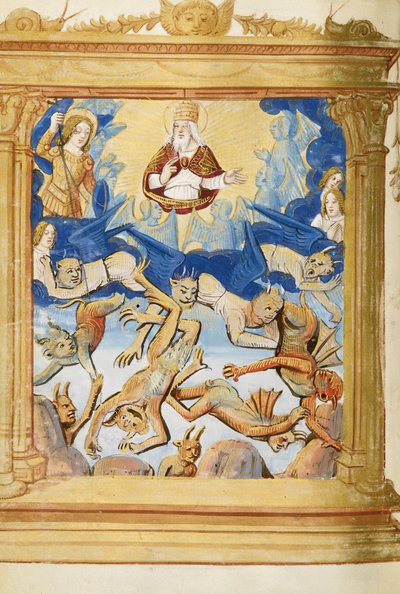 Der Fall des Luzifer. Aus dem Stundenbuch, um 1500 von Unbekannt