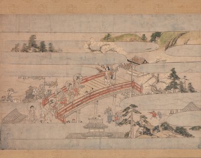 Die letzte Szene aus Eine lange Geschichte für eine Herbstnacht Aki no yonaga monogatari, ca. 1400 von Unbekannt