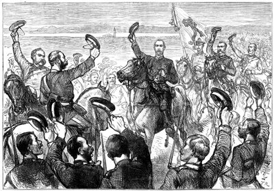 Der Großherzog Nikolaus verkündet den Friedensvertrag, San Stefano, Türkei, 19. Jahrhundert von Unbekannt