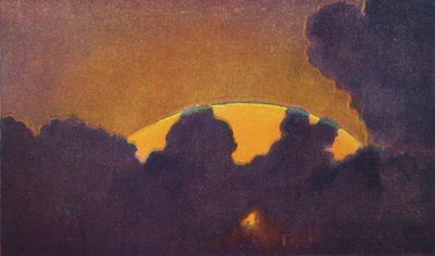 Der grüne Blitz bei Sonnenuntergang, seltenste prismatische Farbe, die von der Atmosphäre gebrochen wird von Unbekannt