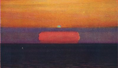 Der grüne Blitz bei Sonnenuntergang, seltenste prismatische Farbe, die von der Atmosphäre gebrochen wird, ca. 1935 von Unbekannt
