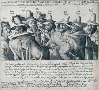 Die Verschwörer des Schießpulverkomplotts und ihr Diener Bates, 1605, 1901 von Unbekannt