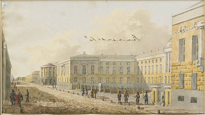 Die Moskauer Universität in der Mokhovaya-Straße, frühes 19. Jahrhundert von Unbekannt