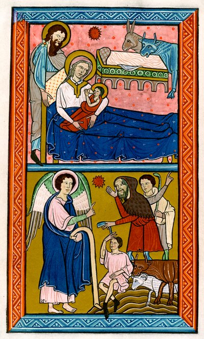 Die Geburt Christi und die Verkündigung an die Hirten, frühes 13. Jahrhundert von Unbekannt