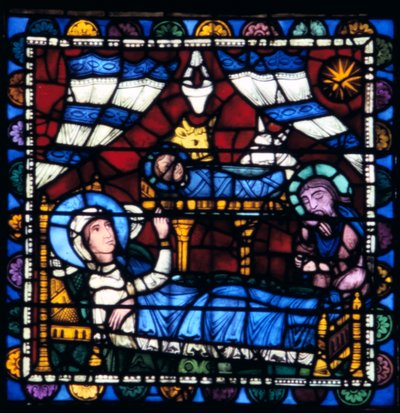 Die Geburt Christi, Buntglas, Kathedrale von Chartres, Frankreich, 1194-1260 von Unbekannt