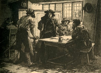 Der Nottingham-Kapitän und Agitatoren im White Horse Inn, Pentrich, Derbyshire, 1817 von Unbekannt