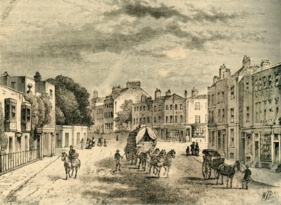 Das alte Dorf Vauxhall mit Eingang zu den Gärten, 1825, um 1878 von Unbekannt