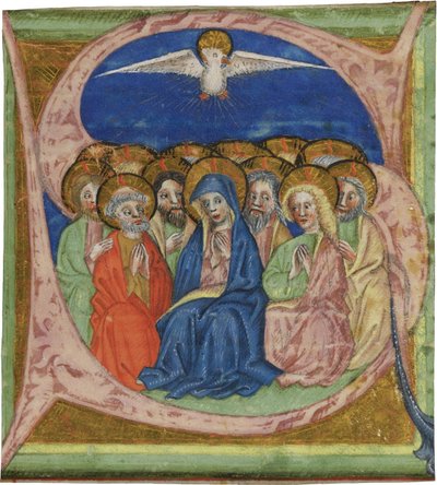 Pfingsten. Initiale S aus einem Graduale-Manuskript, ca. 1430 von Unbekannt