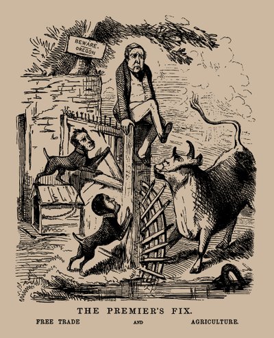 Der Fix des Premierministers. Freihandel und Landwirtschaft Peel zwischen Freihandel und Protektion, April 1845 von Unbekannt