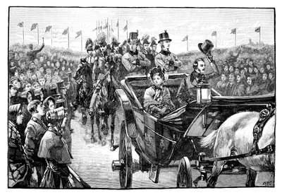 Die Ankunft der Königin im Peel Park bei Manchester, 1851, 1888 von Unbekannt