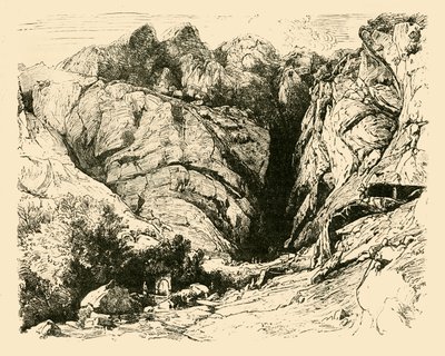 Die Schlucht bei Delphi, Szene der Abwehr der Gallier, 1890 von Unbekannt
