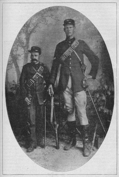 Der kleinste Mann und der größte Mann in der Burenarmee, 1902 von Unbekannt