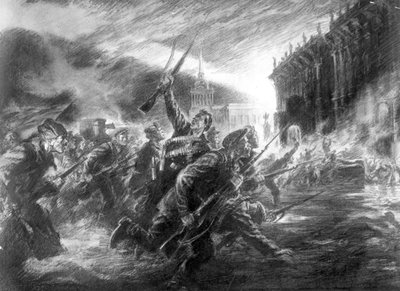 Der Sturm auf den Winterpalast in Petrograd im Oktober von Unbekannt
