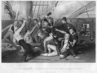 Das Entern der HMS Chesapeake durch die Besatzung der HMS Shannon, 1813 von Unbekannt
