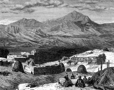 Das Dorf Gharzen und die Berge Kurdistans, 19. Jahrhundert von Unbekannt