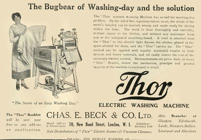Thor: Elektrische Waschmaschine - Chas E. Beck & Co. Ltd, 1920 von Unbekannt
