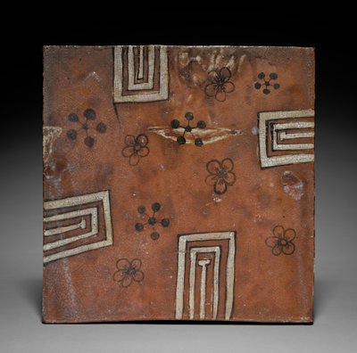 Fliese: Rotes Oribe-Geschirr, Plattform für Tee im Sommer, ca. 1600 von Unbekannt