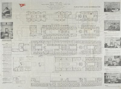 Titanic Erster-Klasse-Deckplan von Unbekannt