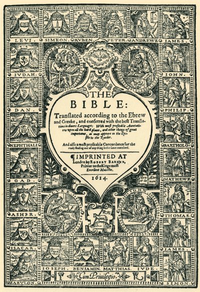 Titelseite der Genfer Bibel, 1614, 1943 von Unbekannt