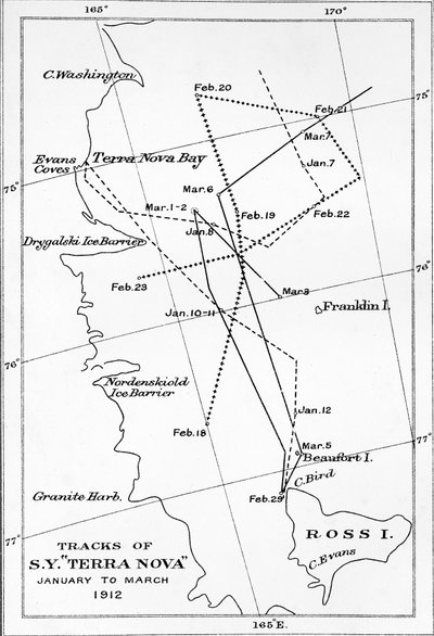Spuren der S.Y. Terra Nova - Januar bis März 1912, 1913 von Unbekannt