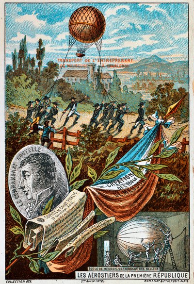 Transport des Ballons Entreprenant von Mauberge nach Charleroi, 1794, 1890er Jahre von Unbekannt