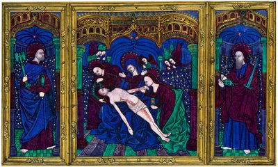 Triptychon, champlevé-Email auf Kupfer, 16. Jahrhundert, 1931 von Unbekannt