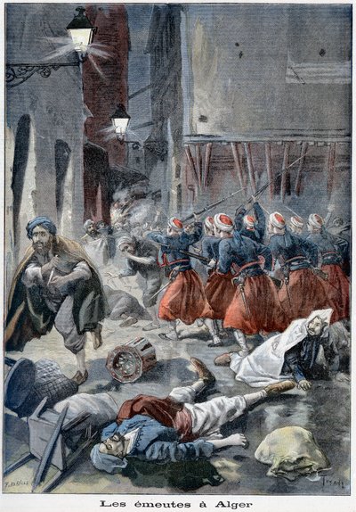 Truppen versuchen, Straßen während antisemitischer Unruhen zu räumen, Algier, Algerien, 1898 von Unbekannt