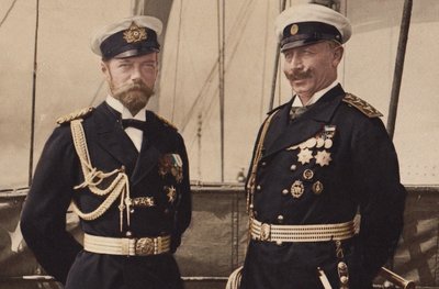 Zar Nikolaus II. und Kaiser Wilhelm II. in Björkö, 1905 von Unbekannt