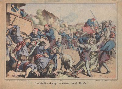 Türkischer Requisitionskampf in einem serbischen Dorf von Unbekannt