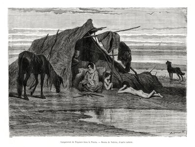Zigeuner campen in der Puszta, 1886 von Unbekannt