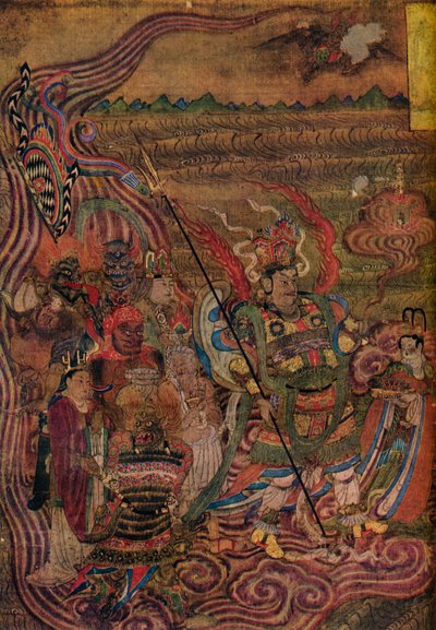 Vaishravana reist über die Wellen, aus den Höhlen der Tausend Buddhas, ca. 900 von Unbekannt